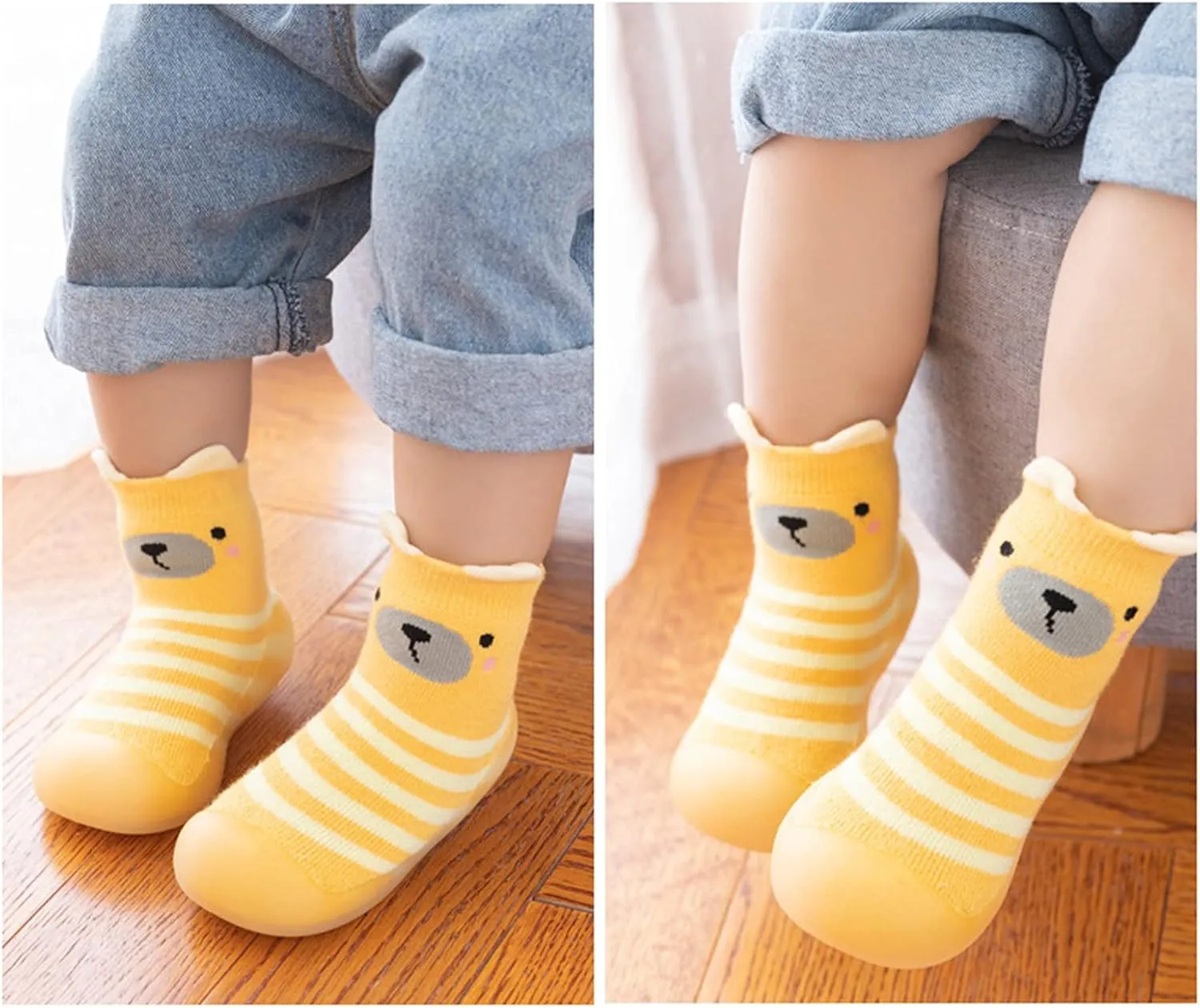 Baby Sock Shoes Kids Toddler Baby Boys Girls Solid Warm Knit Soft Sole Rubber Shoes Slipper Stocking First Walking Shoes