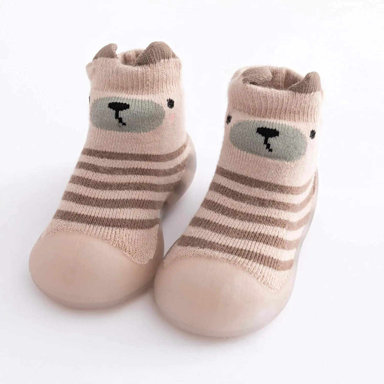 Baby Sock Shoes Kids Toddler Baby Boys Girls Solid Warm Knit Soft Sole Rubber Shoes Slipper Stocking First Walking Shoes