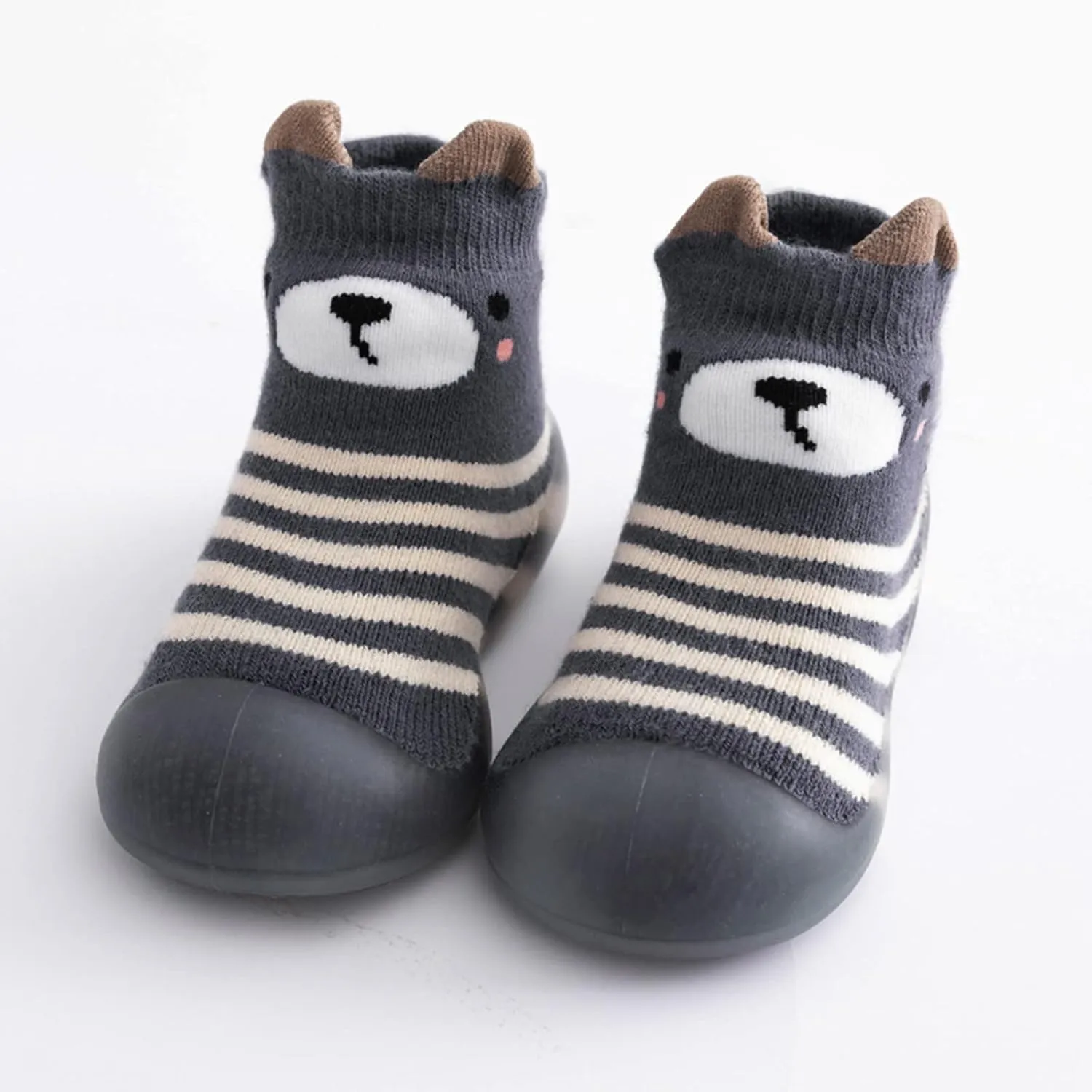 Baby Sock Shoes Kids Toddler Baby Boys Girls Solid Warm Knit Soft Sole Rubber Shoes Slipper Stocking First Walking Shoes