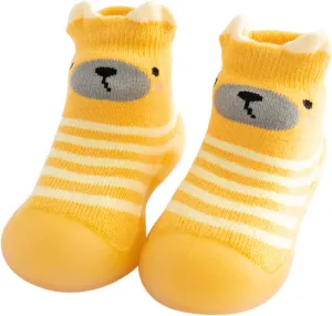 Baby Sock Shoes Kids Toddler Baby Boys Girls Solid Warm Knit Soft Sole Rubber Shoes Slipper Stocking First Walking Shoes