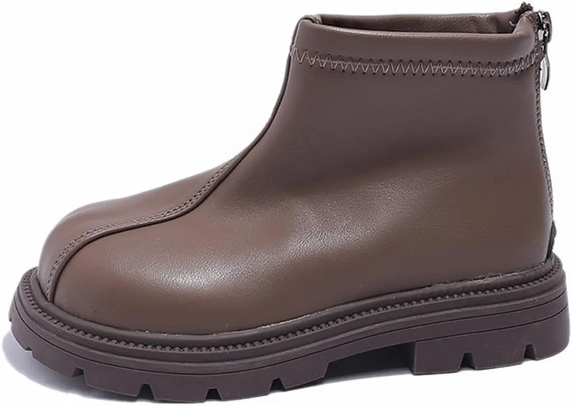 Baby Soft Sole Boots Black Platform Booties For Toddler Girls Front Zipper Cheer Shoes (Brown, 13.5 Little Child)
