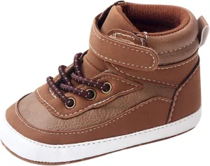 Baby Toddler Boys Girls High Tops Ankle Sneakers Soft Anti-Slip Sole PU Leather Infant Prewalker First Walking Shoes