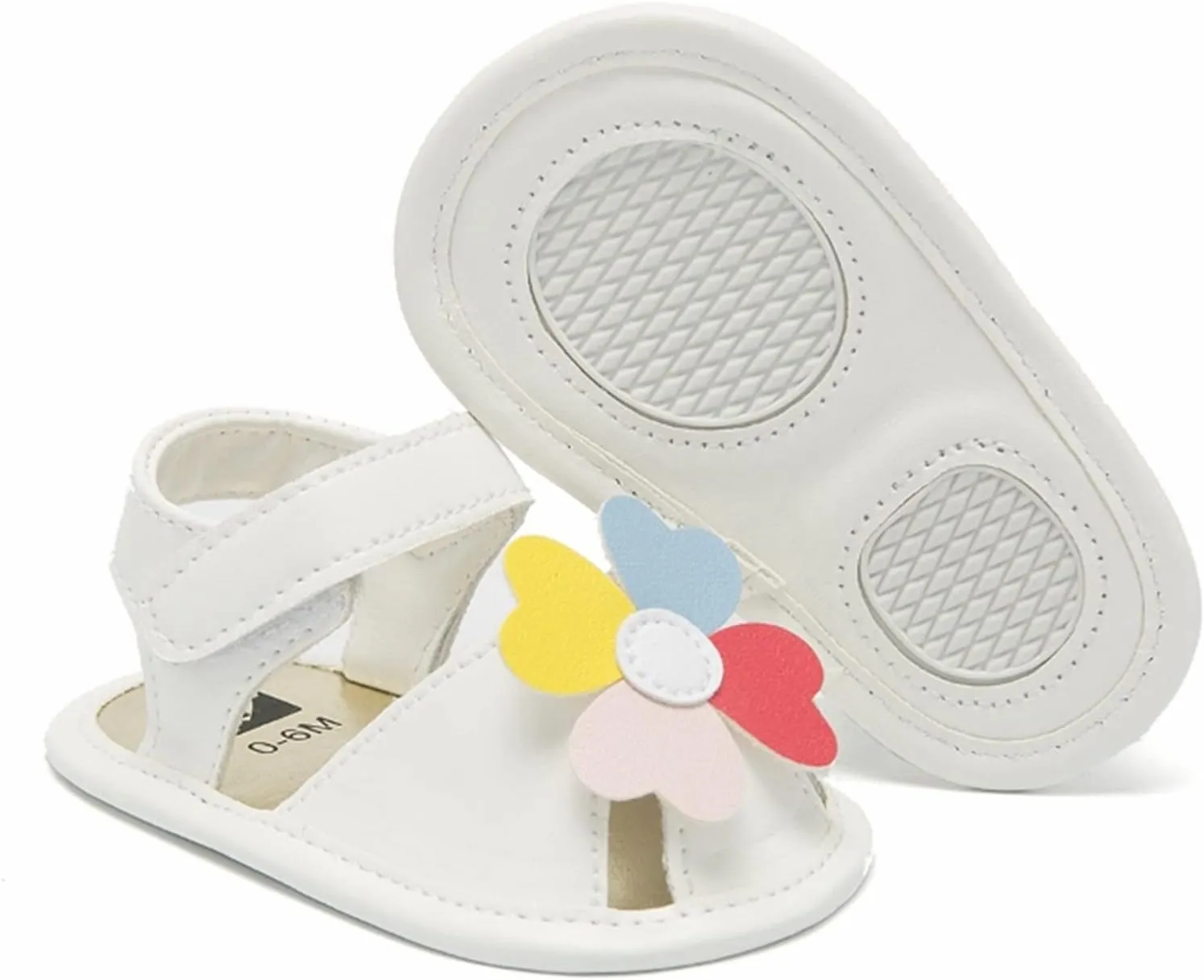 Baby Toddler Sandals Infant Girls Boys Shoes Non-Slip Soft Sole Flat Shoes Summer Crib Shoes (White, 5 Infant)
