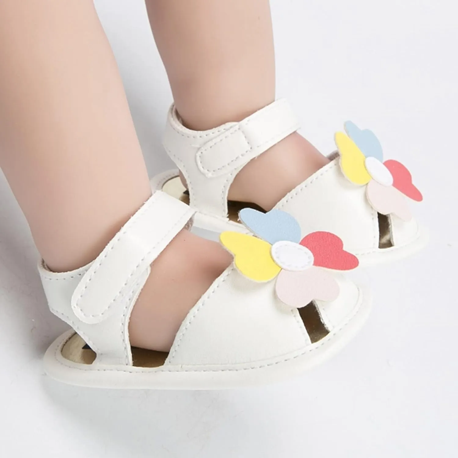 Baby Toddler Sandals Infant Girls Boys Shoes Non-Slip Soft Sole Flat Shoes Summer Crib Shoes (White, 5 Infant)