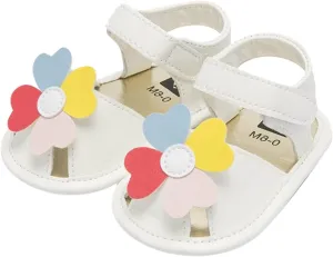 Baby Toddler Sandals Infant Girls Boys Shoes Non-Slip Soft Sole Flat Shoes Summer Crib Shoes (White, 5 Infant)