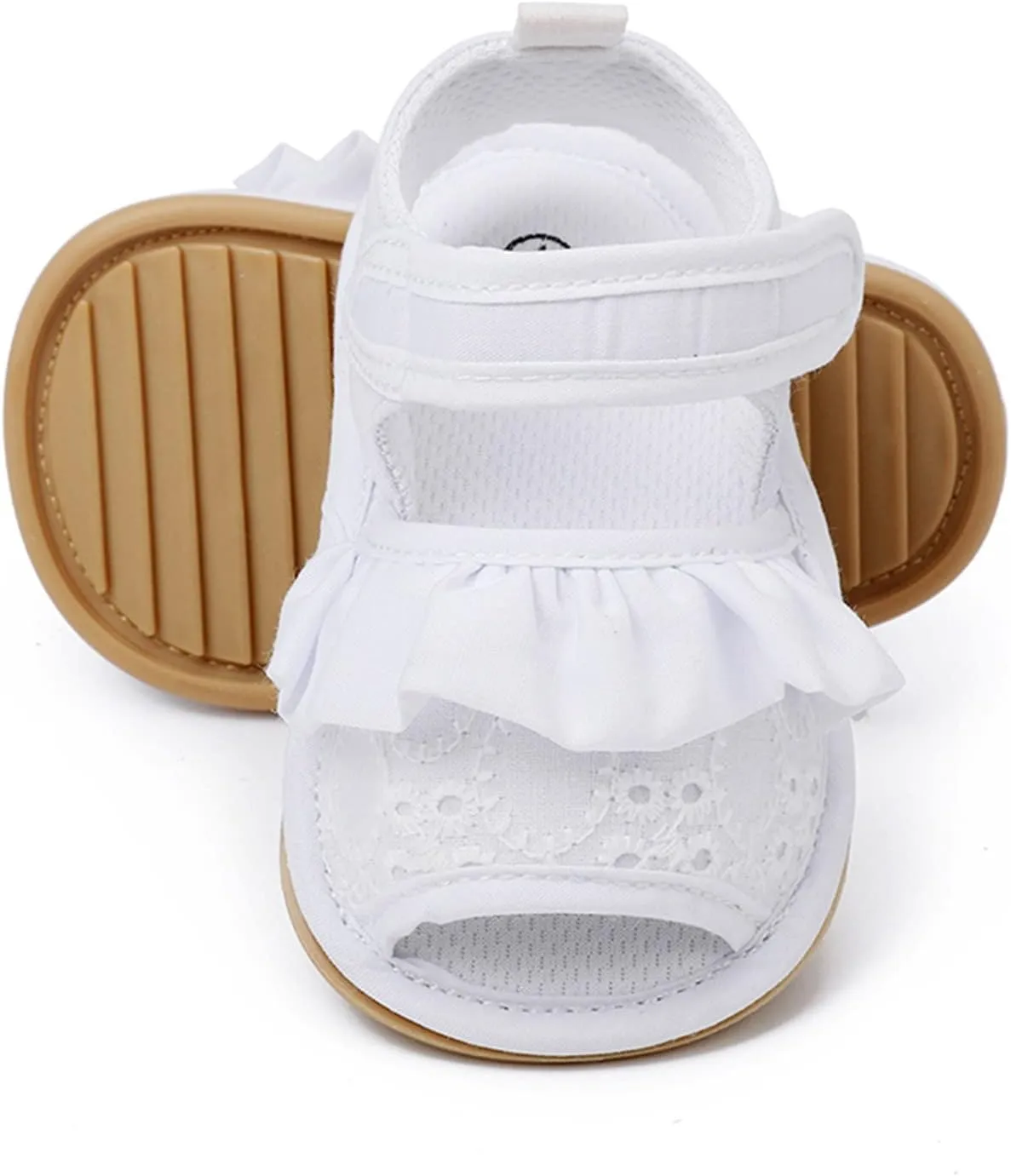 Baby Toddler Sandals Infant Girls Shoes Outdoor First Walkers Anti-Slip Soft Sole Flat Shoes Crib (White, 11 Infant)