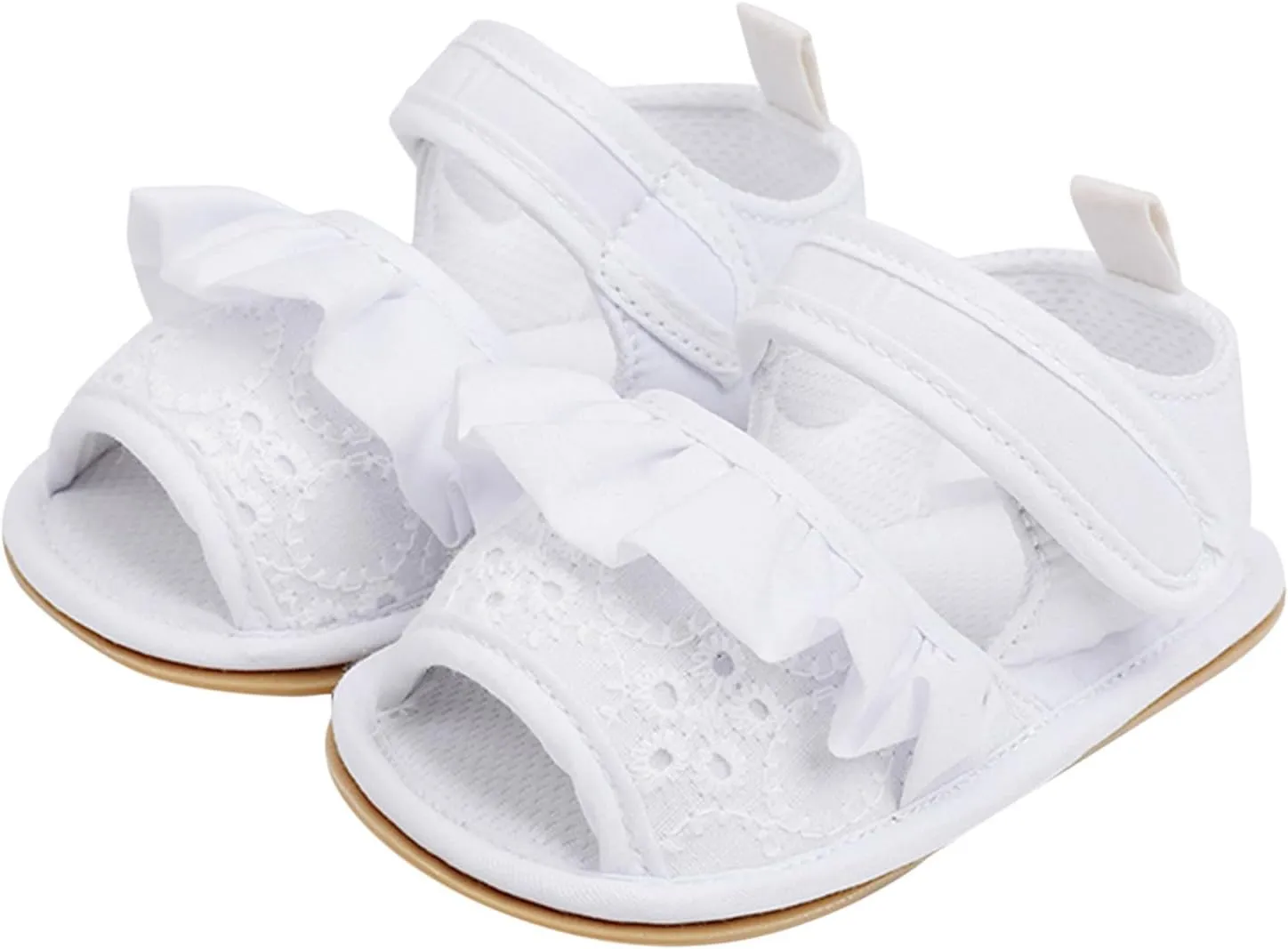 Baby Toddler Sandals Infant Girls Shoes Outdoor First Walkers Anti-Slip Soft Sole Flat Shoes Crib (White, 11 Infant)