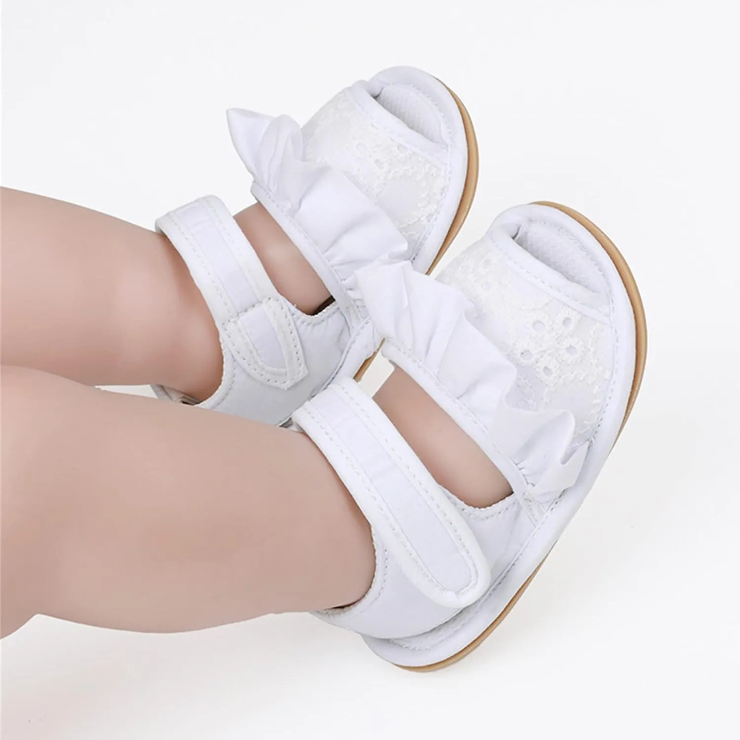 Baby Toddler Sandals Infant Girls Shoes Outdoor First Walkers Anti-Slip Soft Sole Flat Shoes Crib (White, 11 Infant)