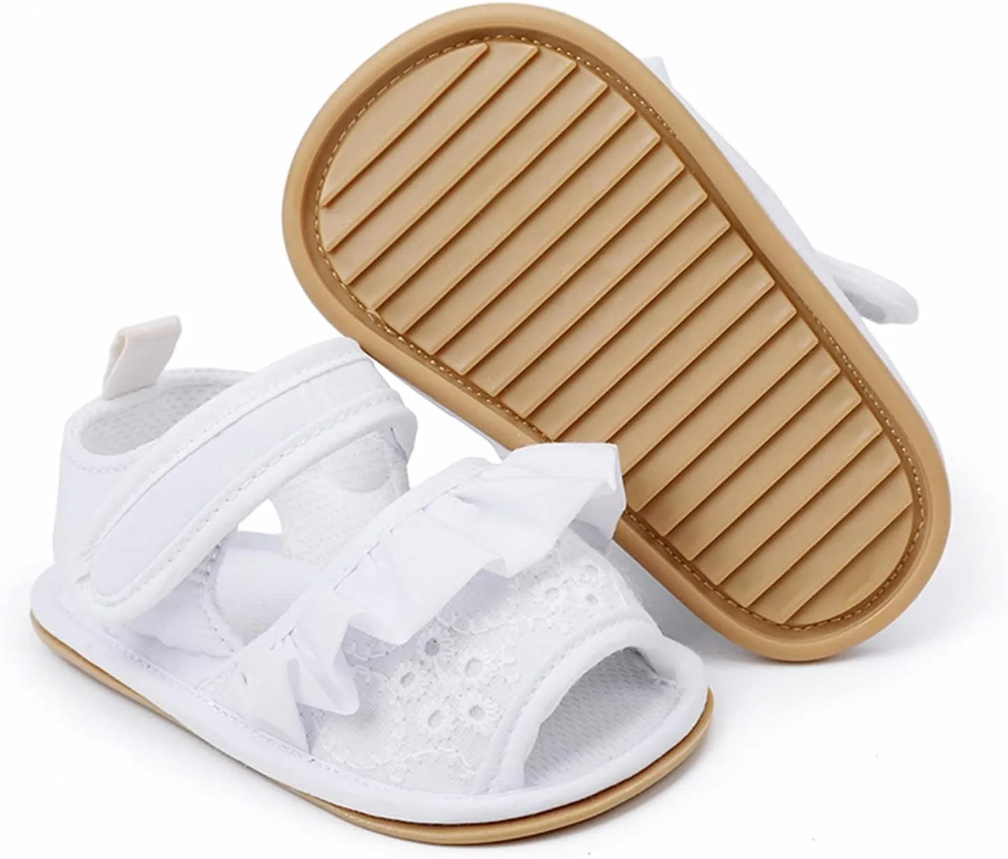 Baby Toddler Sandals Infant Girls Shoes Outdoor First Walkers Anti-Slip Soft Sole Flat Shoes Crib (White, 11 Infant)