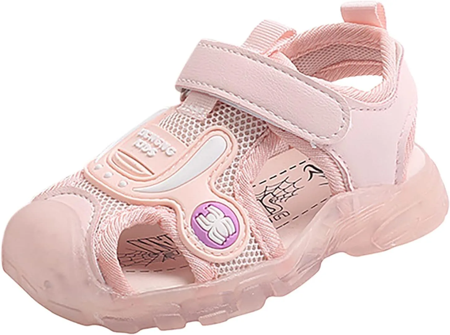 Baby Toddler Summer Sandals Boys Girls Closed Toe Outdoor Sneakers Light Up LED Non Slip Soft Sole Moccasins Girl
