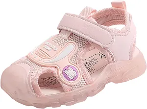 Baby Toddler Summer Sandals Boys Girls Closed Toe Outdoor Sneakers Light Up LED Non Slip Soft Sole Moccasins Girl