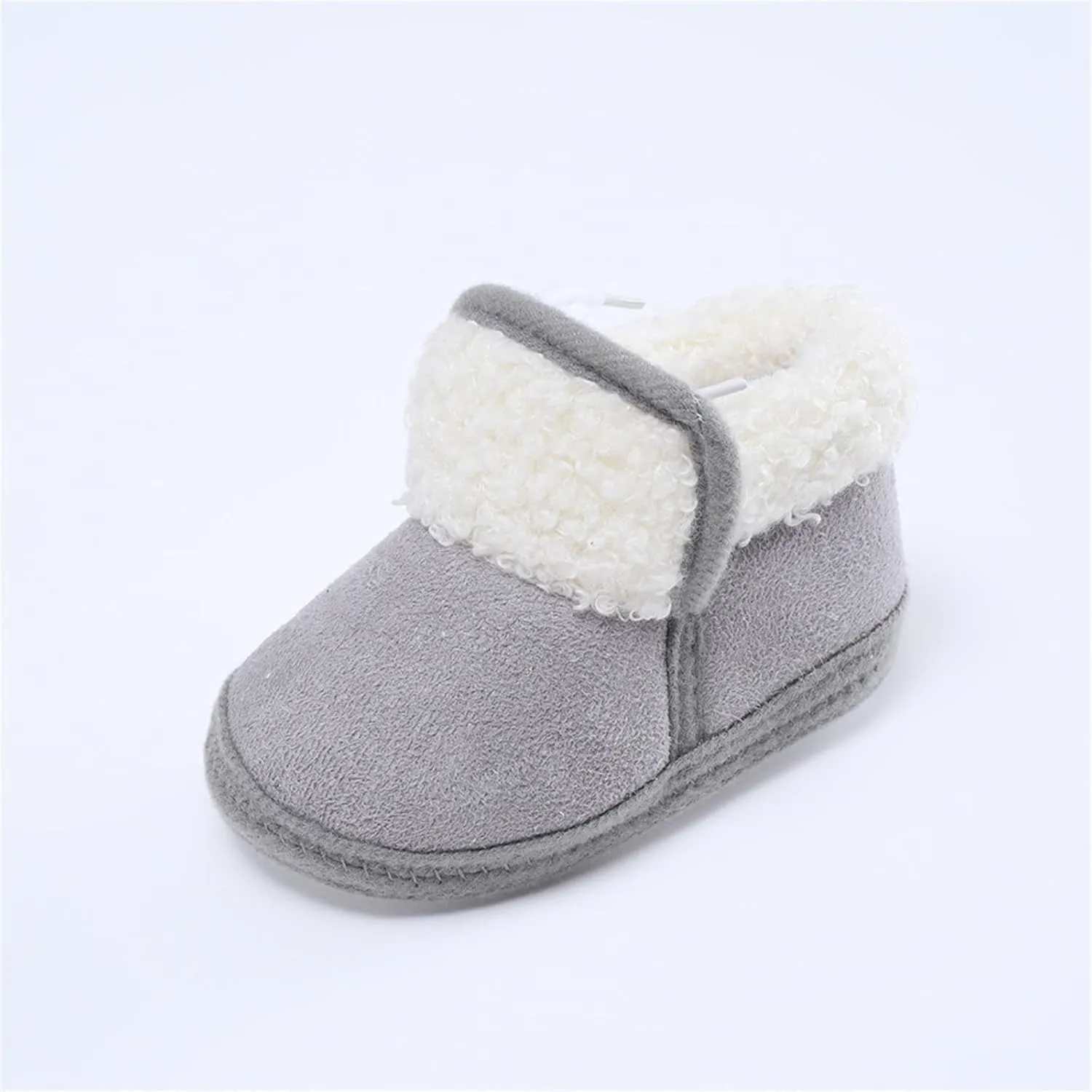 Baby Unisex Warm Fr Lined Soft Boots Infant Winter Ankle Non-Slip Rubber Texture Sole Toddler Winter Snow Shoes