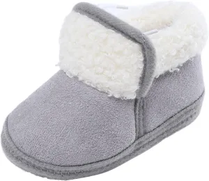 Baby Unisex Warm Fr Lined Soft Boots Infant Winter Ankle Non-Slip Rubber Texture Sole Toddler Winter Snow Shoes