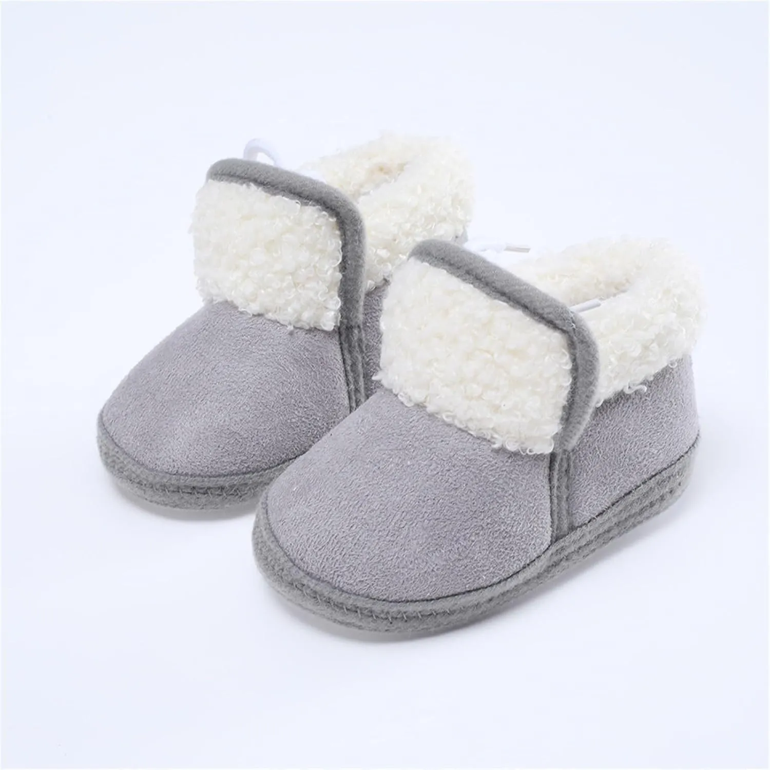 Baby Unisex Warm Fr Lined Soft Boots Infant Winter Ankle Non-Slip Rubber Texture Sole Toddler Winter Snow Shoes