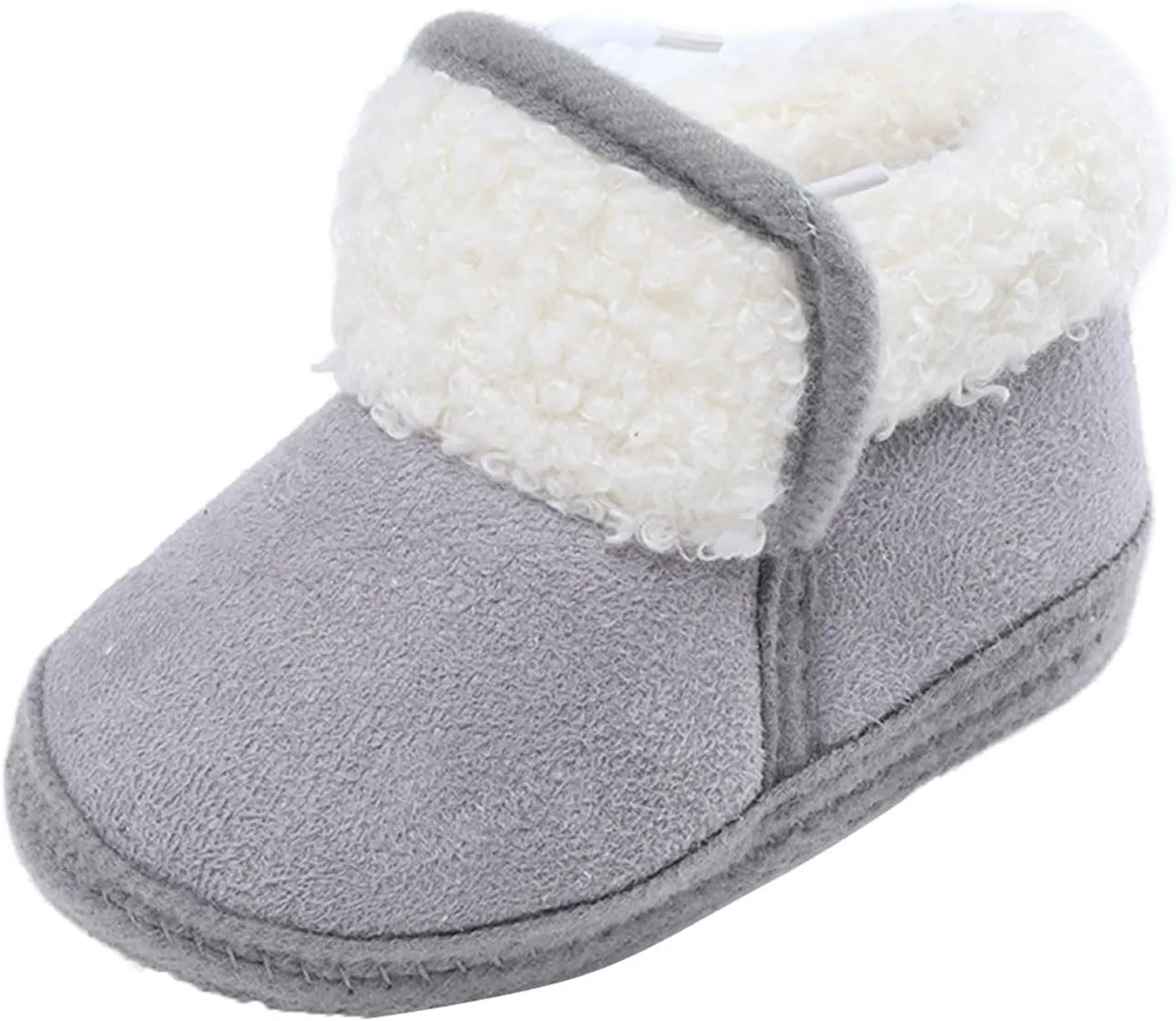 Baby Unisex Warm Fr Lined Soft Boots Infant Winter Ankle Non-Slip Rubber Texture Sole Toddler Winter Snow Shoes