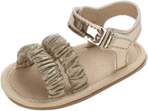 Baby Walking Shoes Baby Girls Sandals Ruffle Bowknot Premium Soft Sole Open Toe Breathable Summer Outdoor Shoes