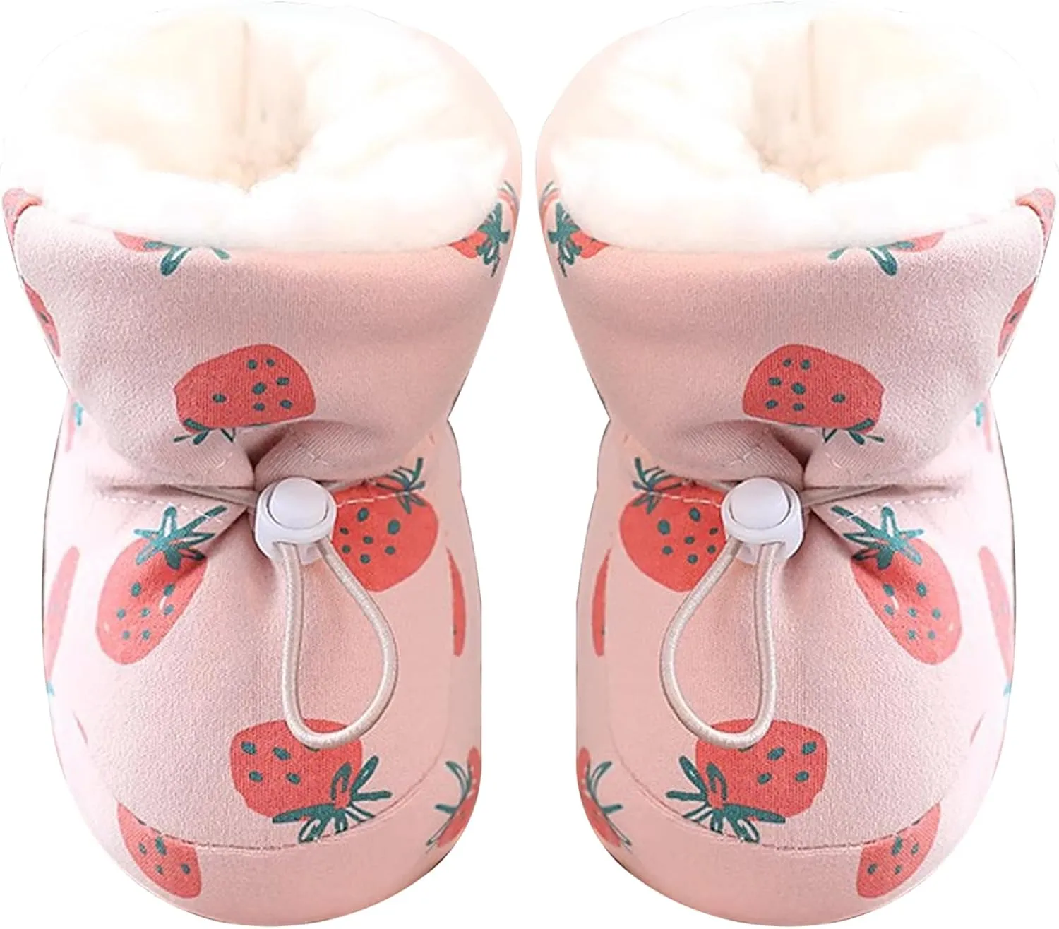 Baby Winter Boots Warm Baby Girl Boots with Drawstring Soft Sole Skin-Friendly Baby Winter Shoes Cute Strawberry First Walking Shoes for 3-6 Months Girls Boys S Baby Warm Boots