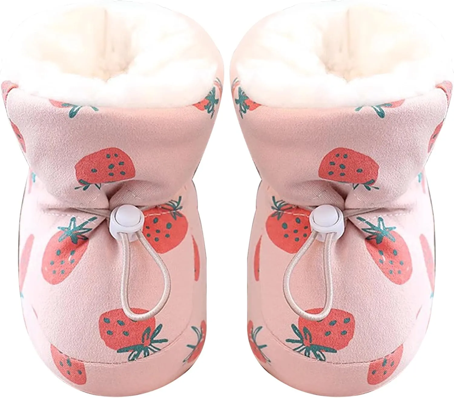 Baby Winter Boots Warm Baby Girl Boots with Drawstring Soft Sole Skin-Friendly Baby Winter Shoes Cute Strawberry First Walking Shoes for 3-6 Months Girls Boys S Baby Warm Boots