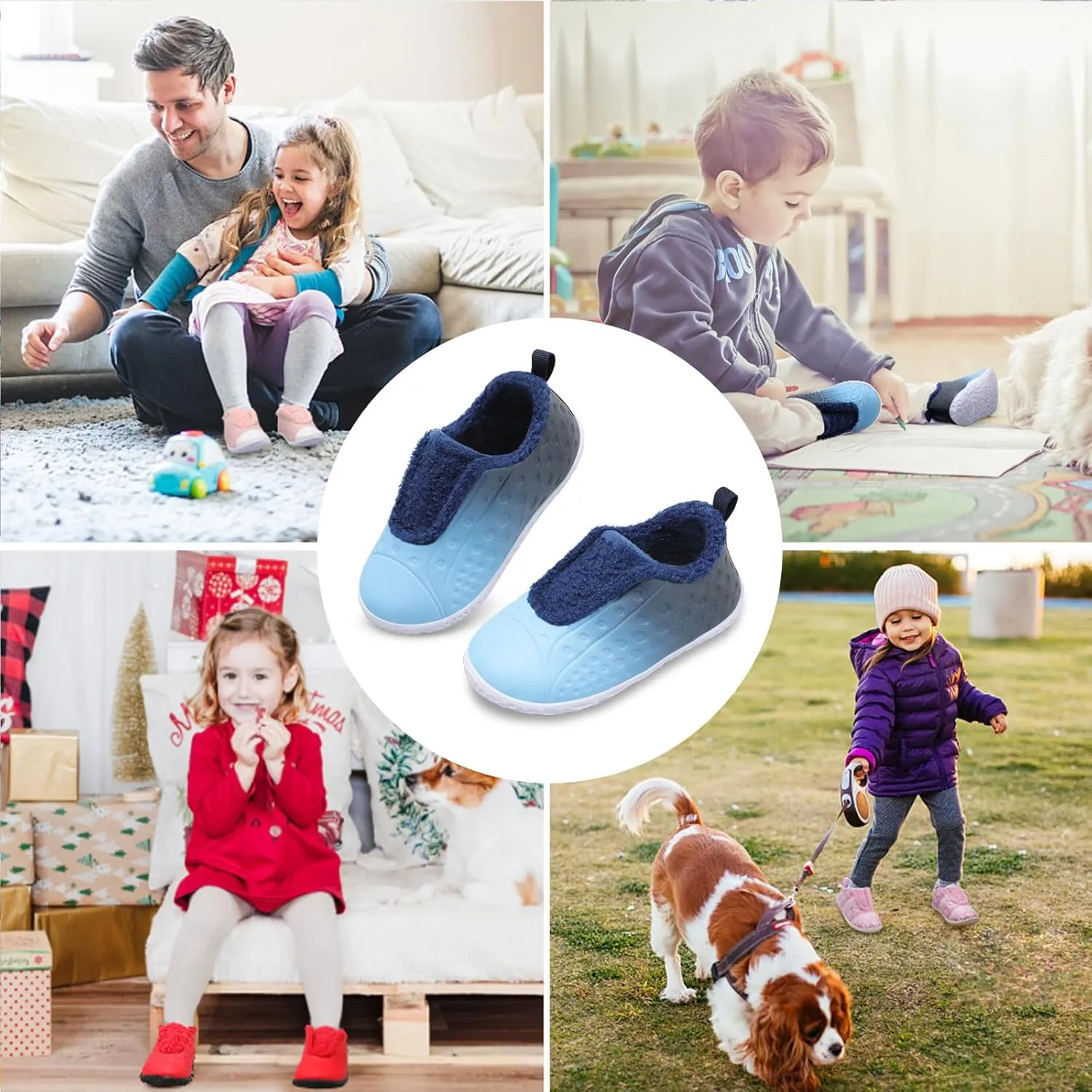 BARERUN Toddler Slippers Boys Girls Warm Skin-friendly House Slippers Soft-Lightweight Around House Shoes for Kids Indoor/Outdoor