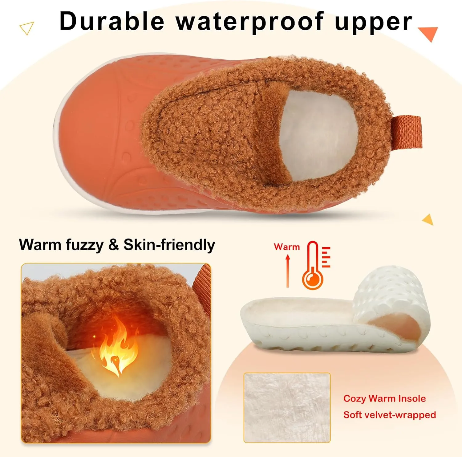 BARERUN Toddler Slippers Boys Girls Warm Skin-friendly House Slippers Soft-Lightweight Around House Shoes for Kids Indoor/Outdoor