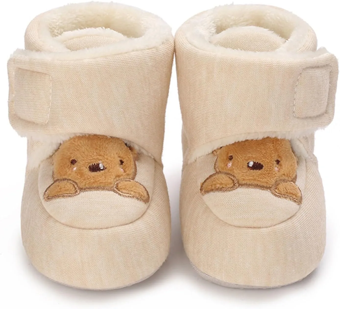 Bear Cotton Fuzzy Snow Booties For Toddler Baby Infant Boys Girls Shoes Boots Winter Outdoor Open Toe Flat Slippers