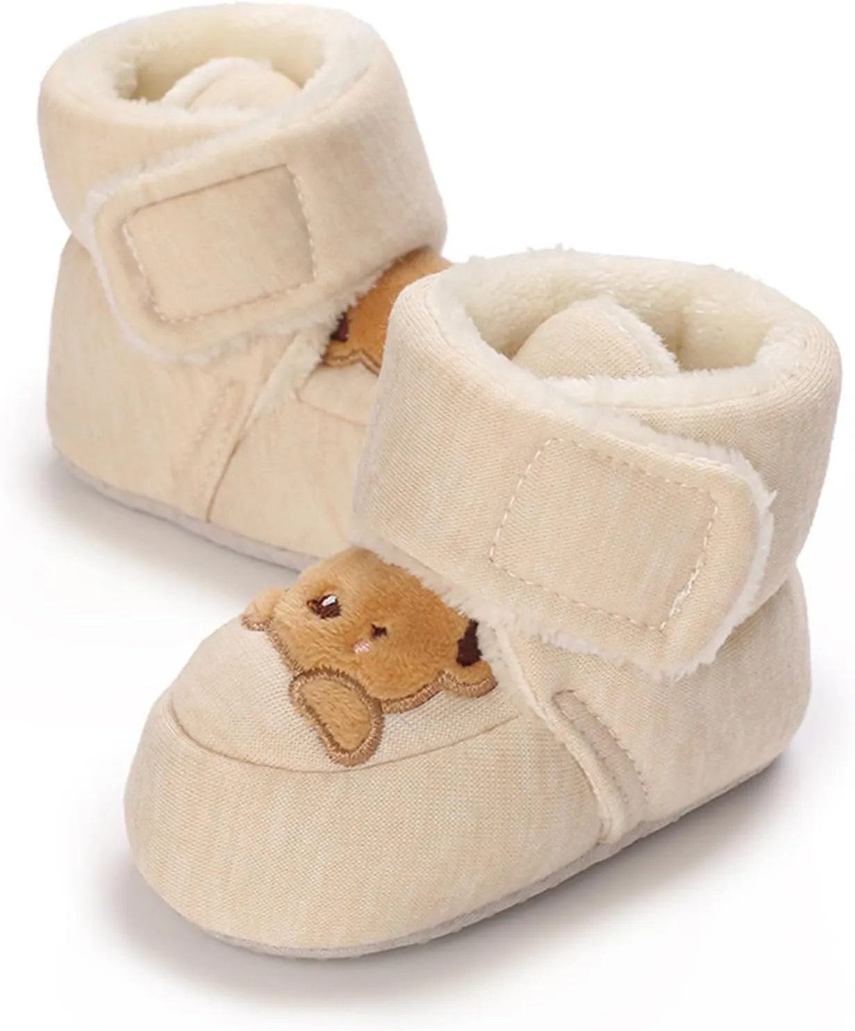 Bear Cotton Fuzzy Snow Booties For Toddler Baby Infant Boys Girls Shoes Boots Winter Outdoor Open Toe Flat Slippers