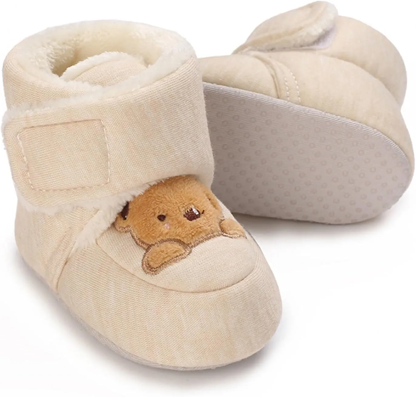 Bear Cotton Fuzzy Snow Booties For Toddler Baby Infant Boys Girls Shoes Boots Winter Outdoor Open Toe Flat Slippers