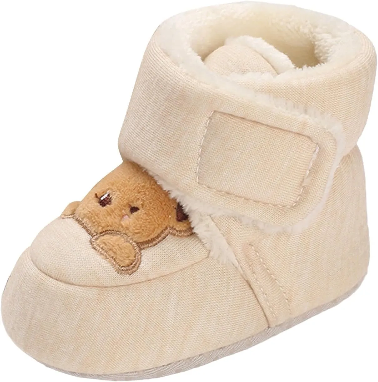Bear Cotton Fuzzy Snow Booties For Toddler Baby Infant Boys Girls Shoes Boots Winter Outdoor Open Toe Flat Slippers