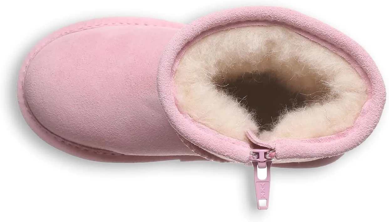 BEARPAW Elle Toddler Multiple Colors | Toddler's Boot Classic Suede with Zipper | Kid's Slip On Boot | Comfortable Winter Boot