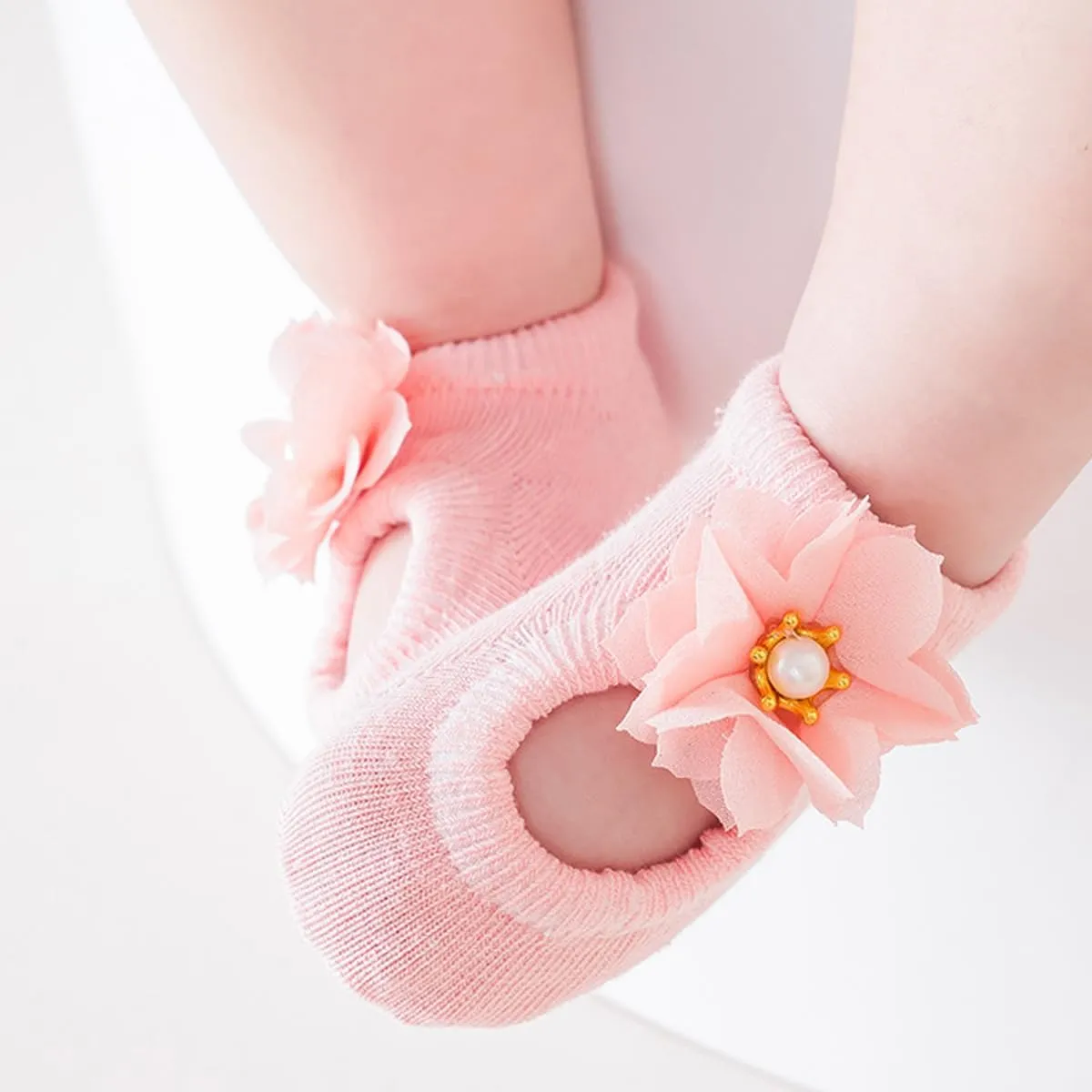 Beyonddraw Baby Ballet Socks,3pair Non-skid Socks Shoes for Baby Girls,Newborn Cotton Toddler Lace Bowknot Flower Walker Sock