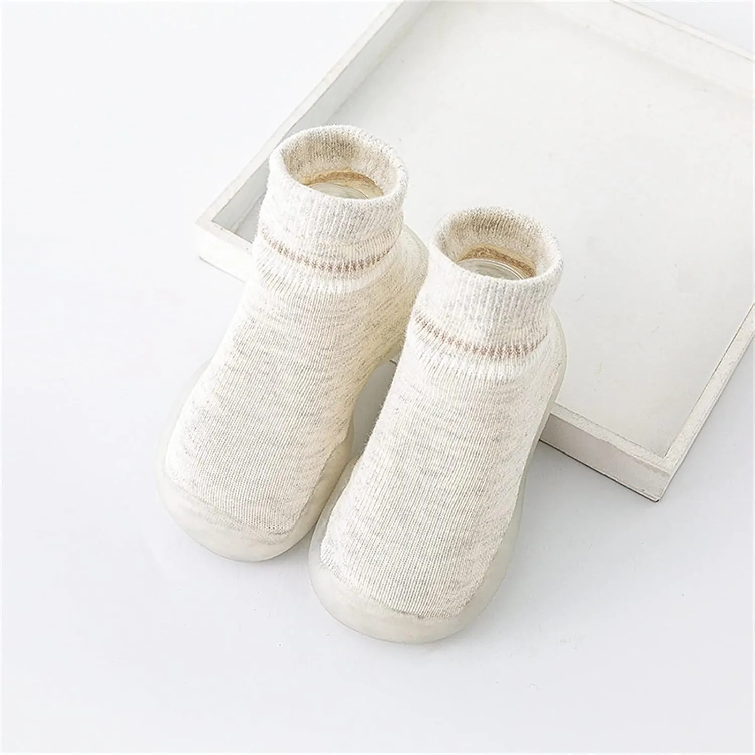 Boys Girls First Walking Shoes Rubber Sole Non-Skid Sneakers Indoor House First Walker Toddler Shoes