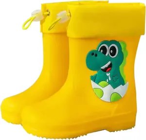Boys Girls Rain Shoes Children Female Elastic Mouth Children's Rain Boots Textured Soles Non Slip Baby Fashion Booties