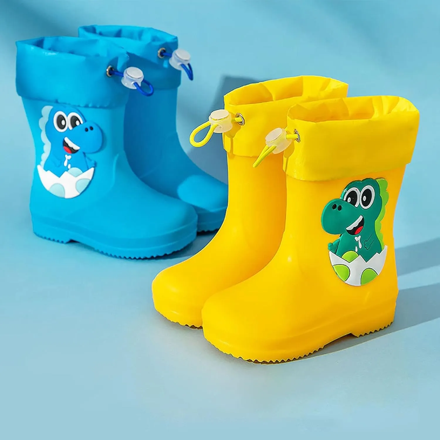 Boys Girls Rain Shoes Children Female Elastic Mouth Children's Rain Boots Textured Soles Non Slip Baby Fashion Booties