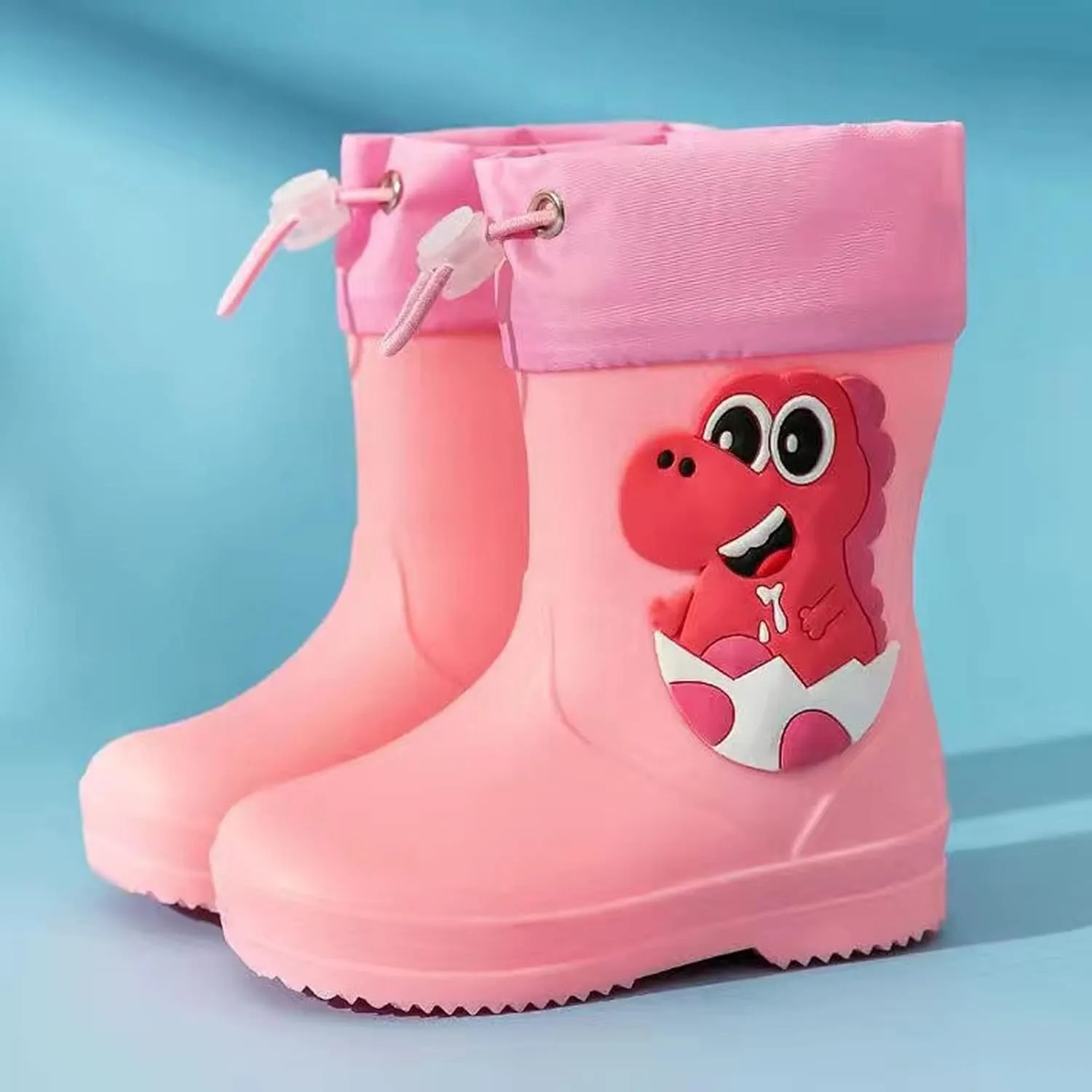Boys Girls Rain Shoes Children Female Elastic Mouth Children's Rain Boots Textured Soles Non Slip Baby Fashion Booties