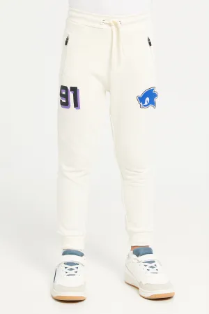 Boys Ivory Sonic Print Track Pants