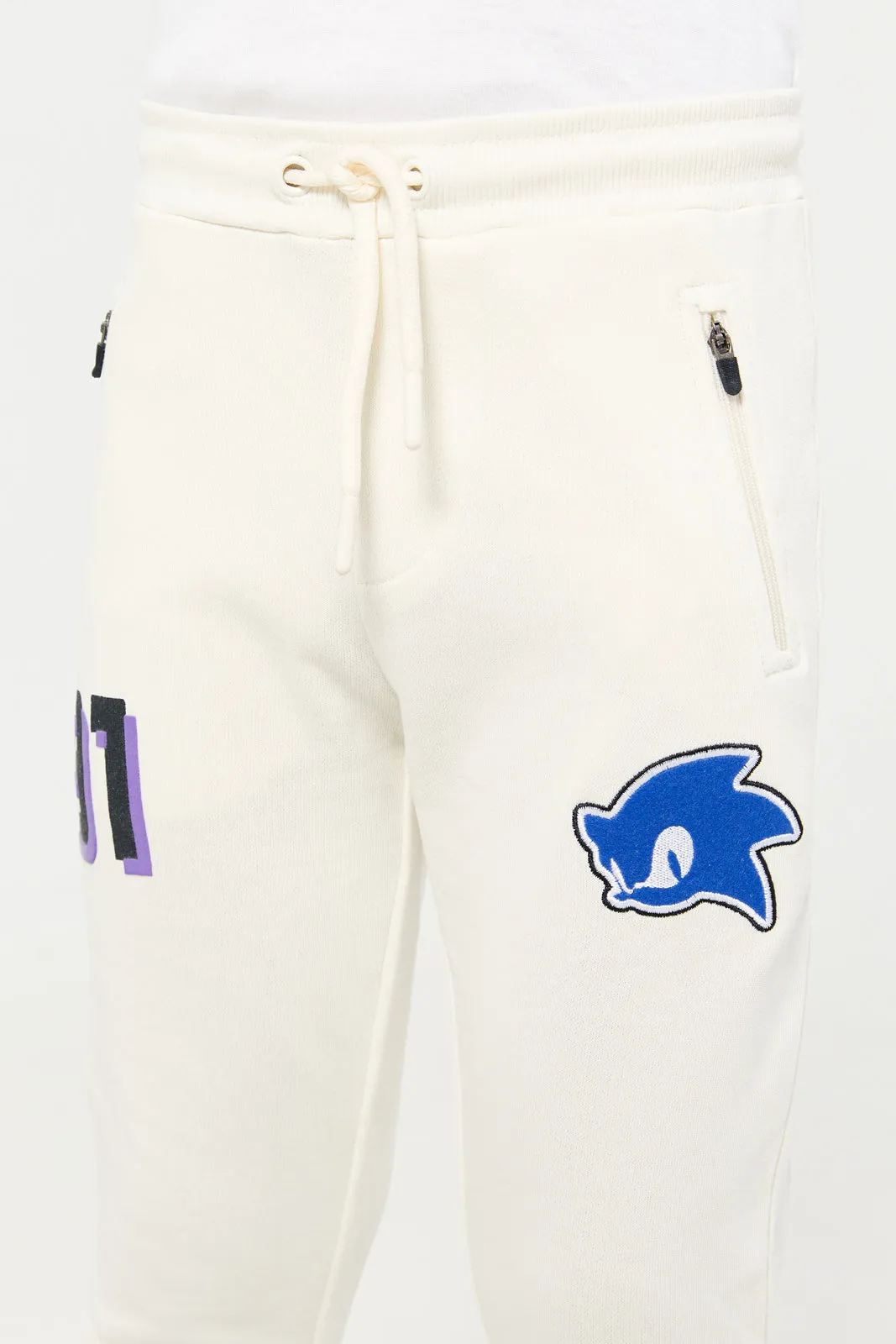 Boys Ivory Sonic Print Track Pants