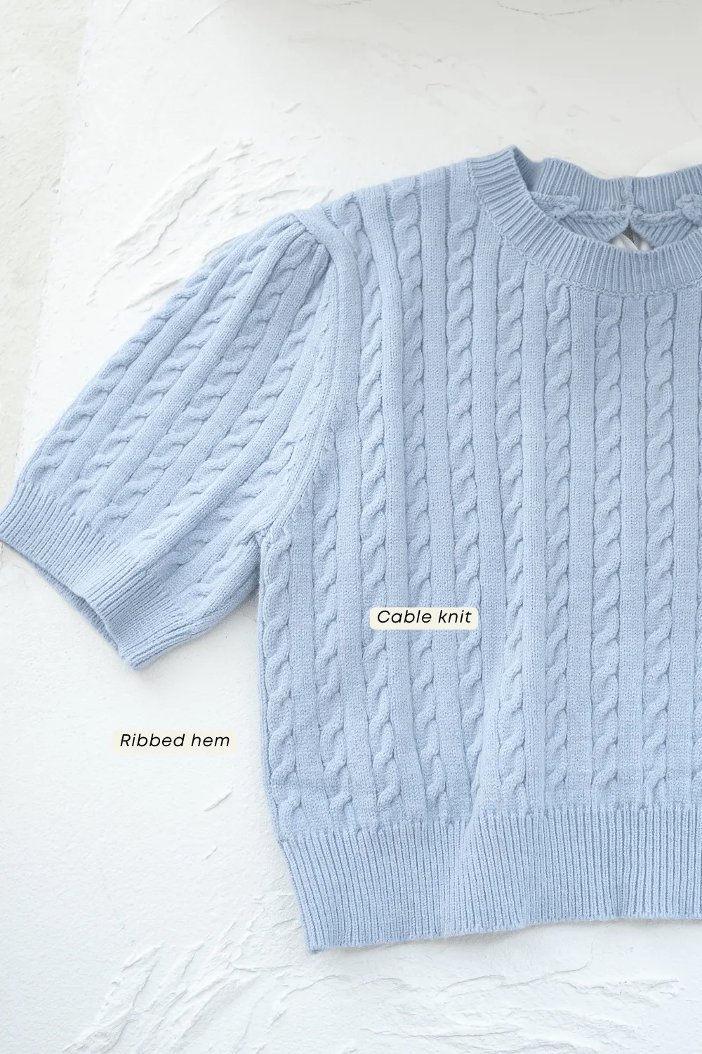 BYNELL CABLE RIBBON KNIT TOP IN BLUE
