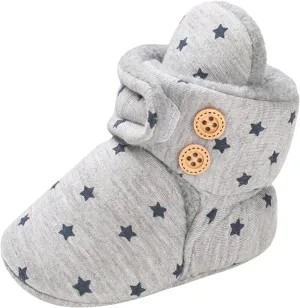 Cartoon Boots for Baby Soft Sole Shoes Plus Velvet Warm Polka Dot Printing Boots Non Slip Breathable (Grey, 5 Infant)