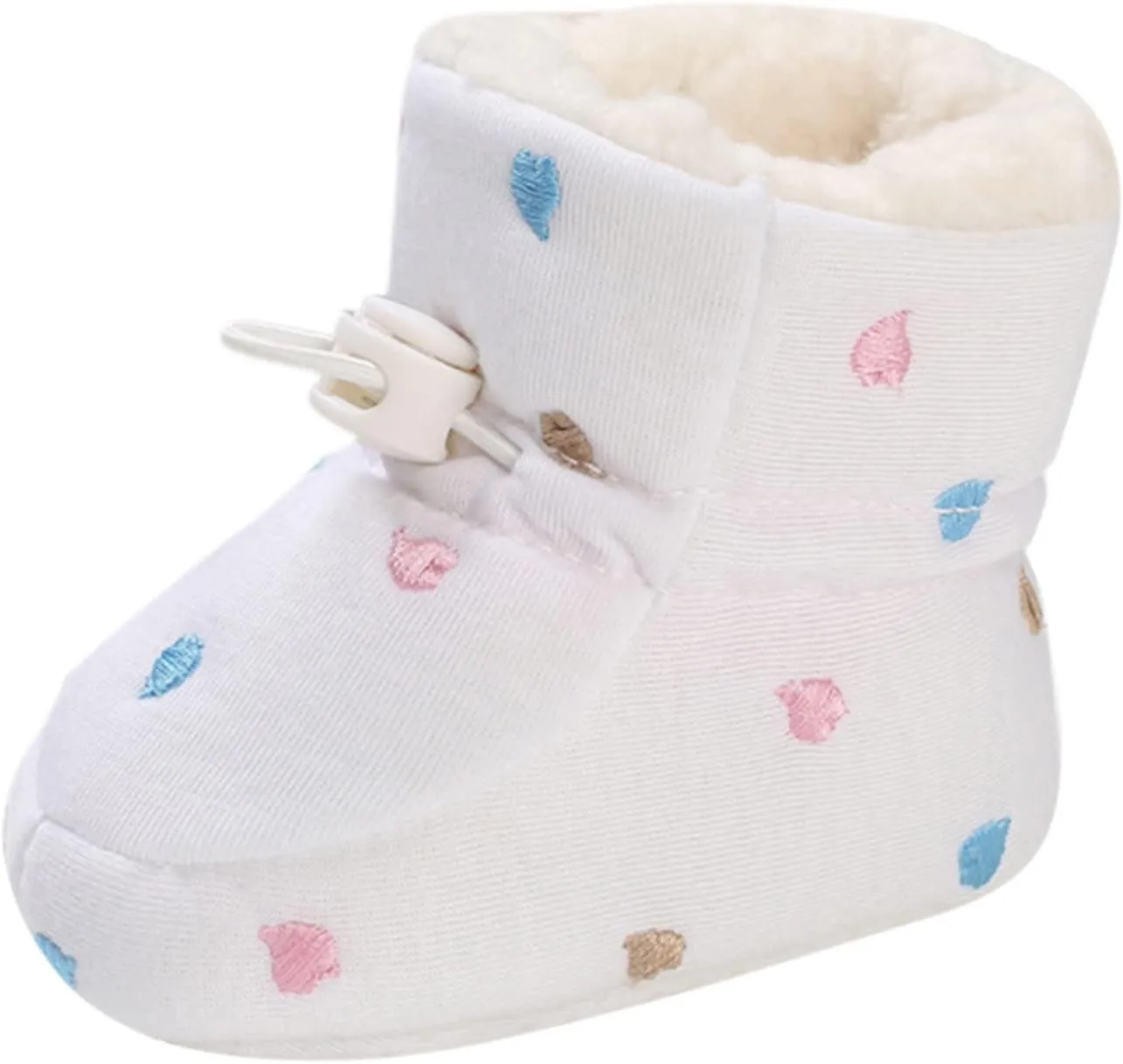Cartoon Shoes for Baby Soft Sole Shoes Fleece Warm Short Boots Shoes Fashion Printing Non Slip (Beige, 5 Infant)