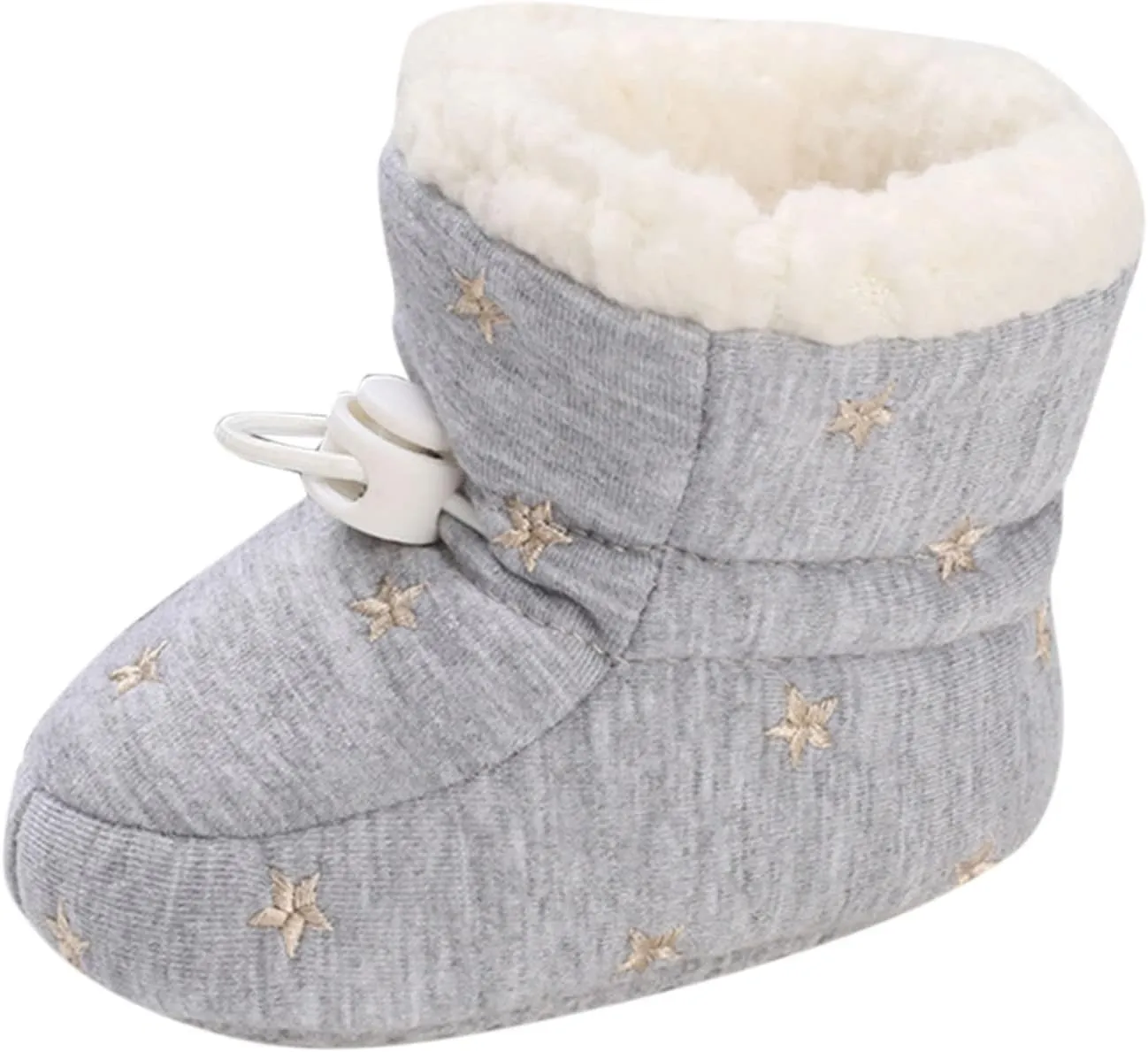 Cartoon Shoes for Baby Soft Sole Shoes Fleece Warm Short Boots Shoes Fashion Printing Non Slip (Grey, 5 Infant)