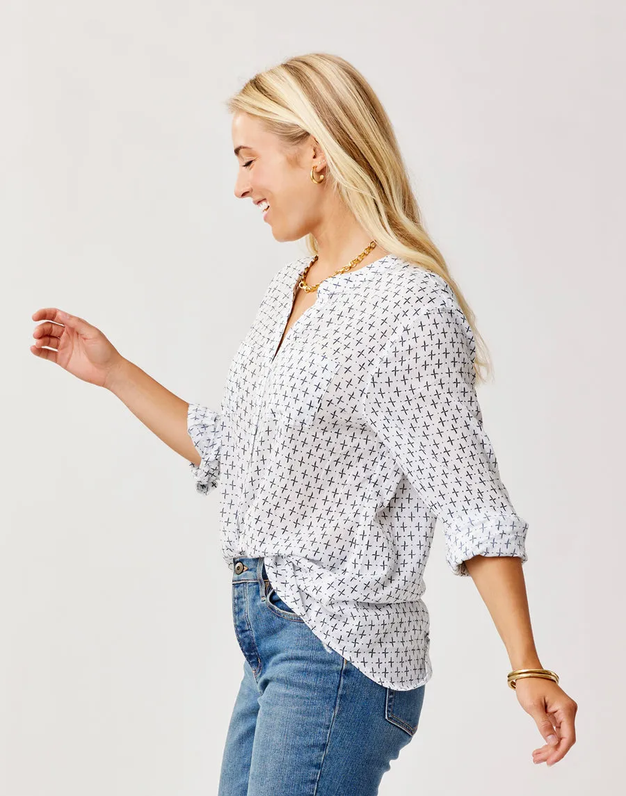 Carve Designs Dylan Gauze Tunic L/S Shirt-Cloud Geo