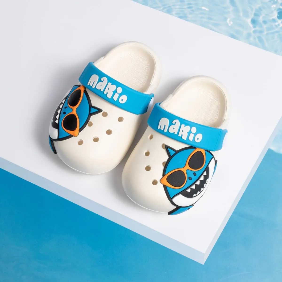 Casazoe Toddler Kids Boys Girls EVA Clogs Cute Garden Shark Water Sandals Slip On Shoes Slipper Slides Lightweight Outdoor Summer Beach Pool Play Shoes (Toddler/Little Kids)