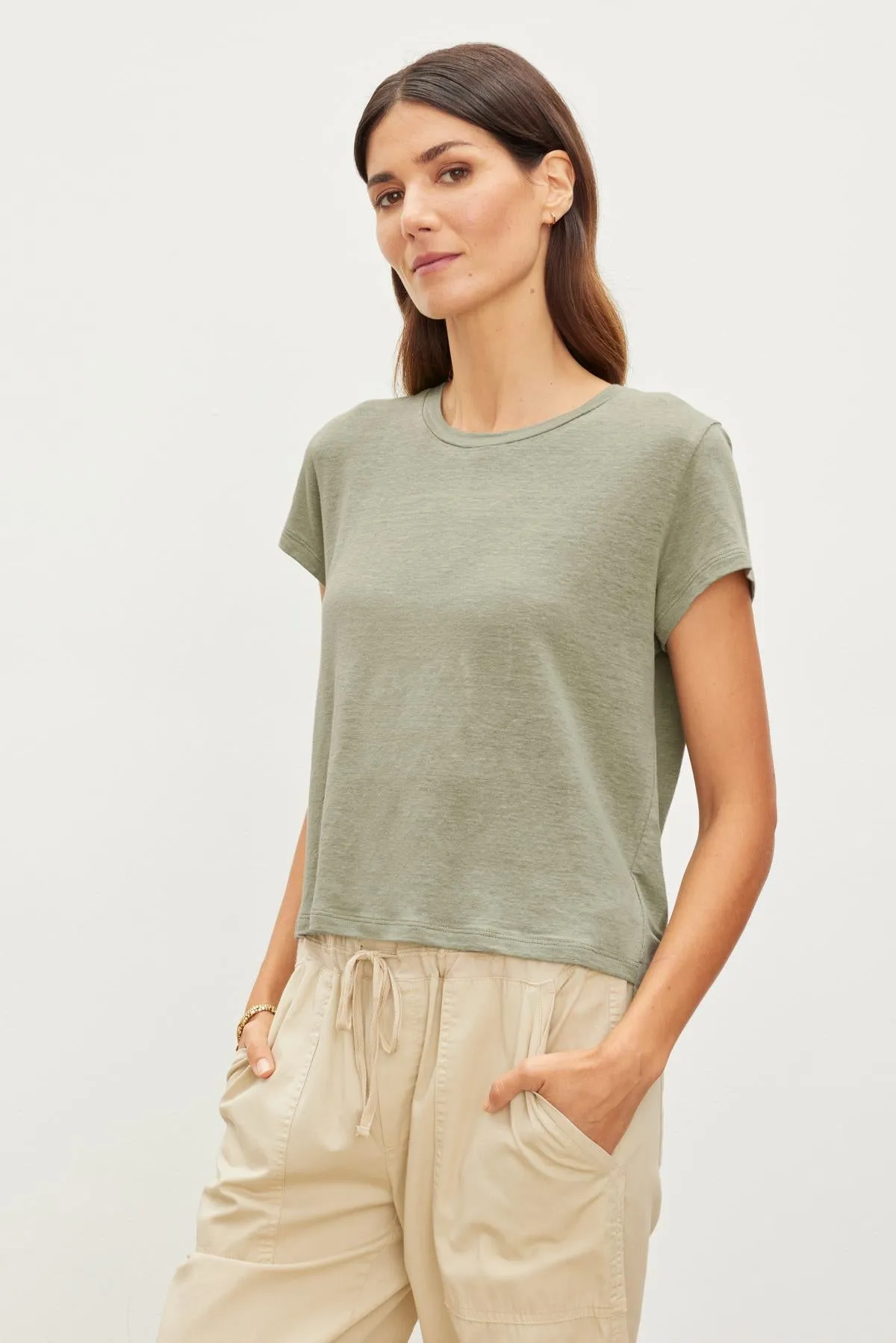 CASEY LINEN KNIT CREW NECK TEE
