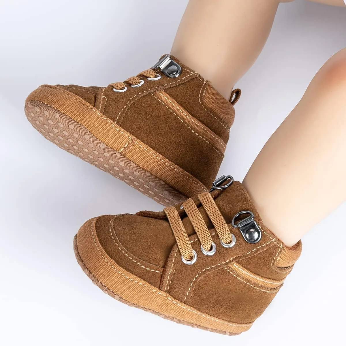 CENCIRILY Baby Boys Girls High Top Sneakers Soft Soles Anti Skid Infant Ankle Shoes Toddler Prewalker First Walking Crib Shoes