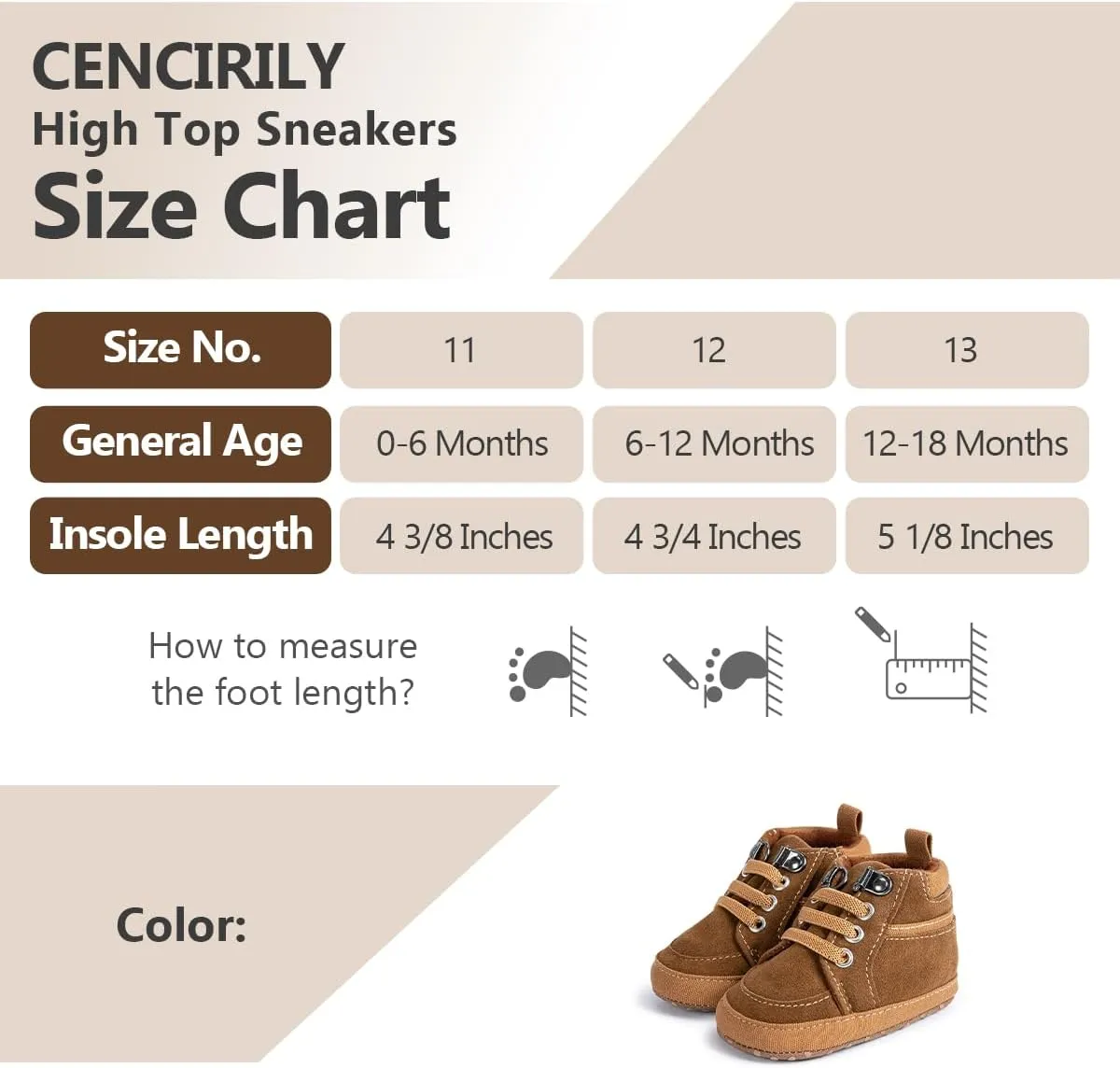 CENCIRILY Baby Boys Girls High Top Sneakers Soft Soles Anti Skid Infant Ankle Shoes Toddler Prewalker First Walking Crib Shoes