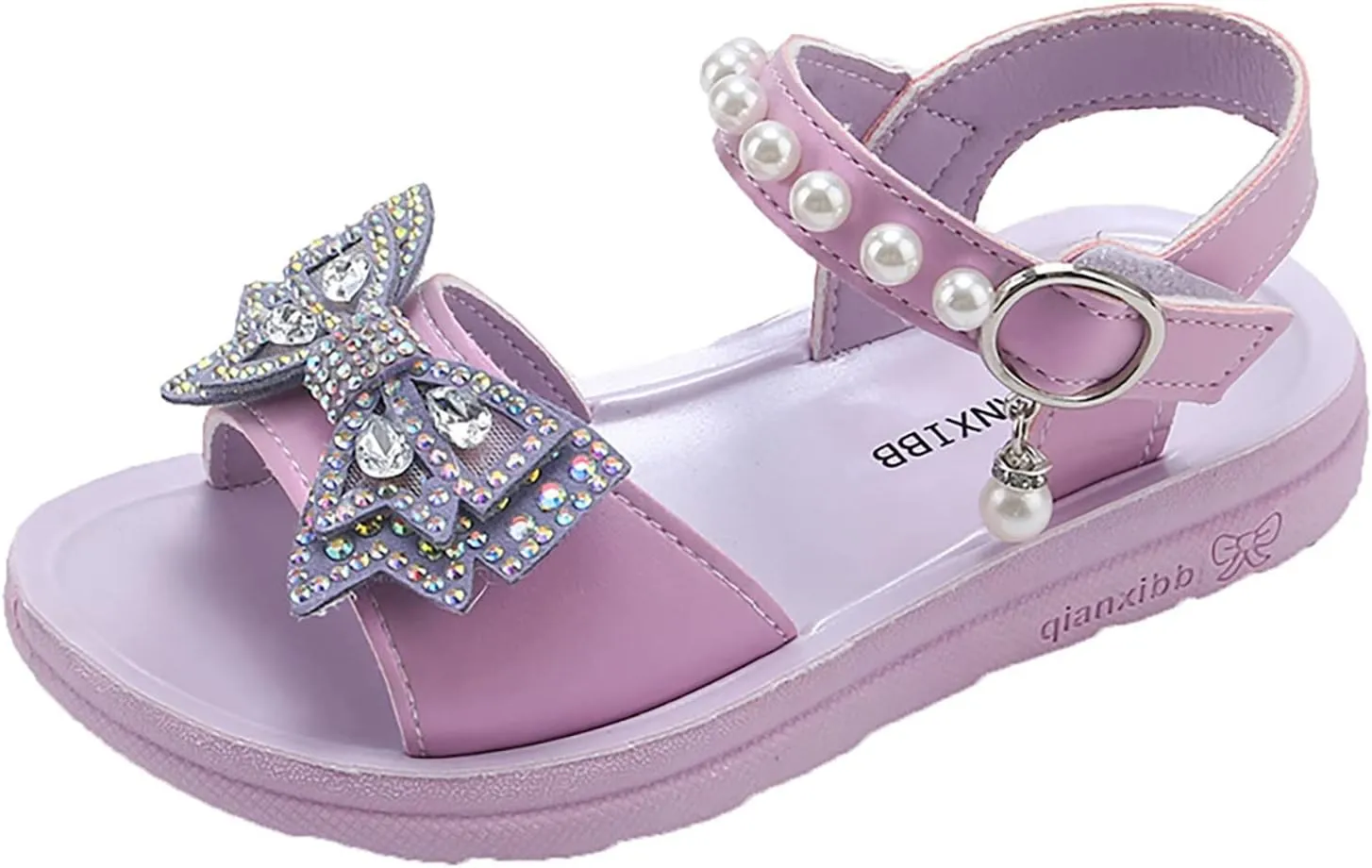 Child and Toddler Baby Girls Shoes Soft Sole Anti Slip Shoes Outdoor Bowknot Sandals Summer (Purple, 27 Little Child)
