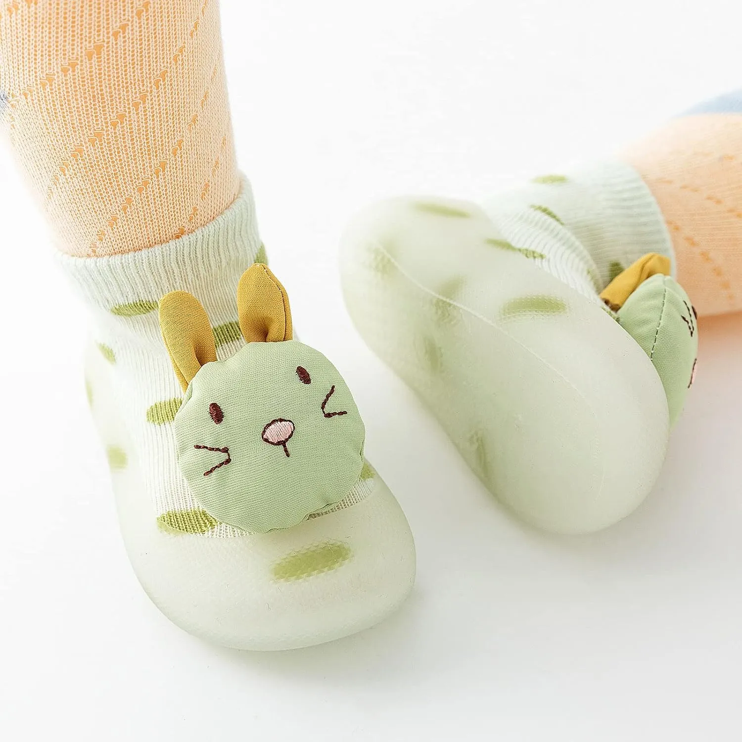 Children Infant Infant Shoes Spring and Summer Boys and Girls Socks Shoes Soft Soles Non Slip Polka Dots Cartoon Rabbit and Bear Patterns Tennis Shoes Boys