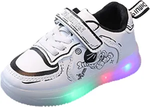 Children LED Lighting Casual Shoes Students White Pink Cute Soft Sole Sport Sneakers for Toddler