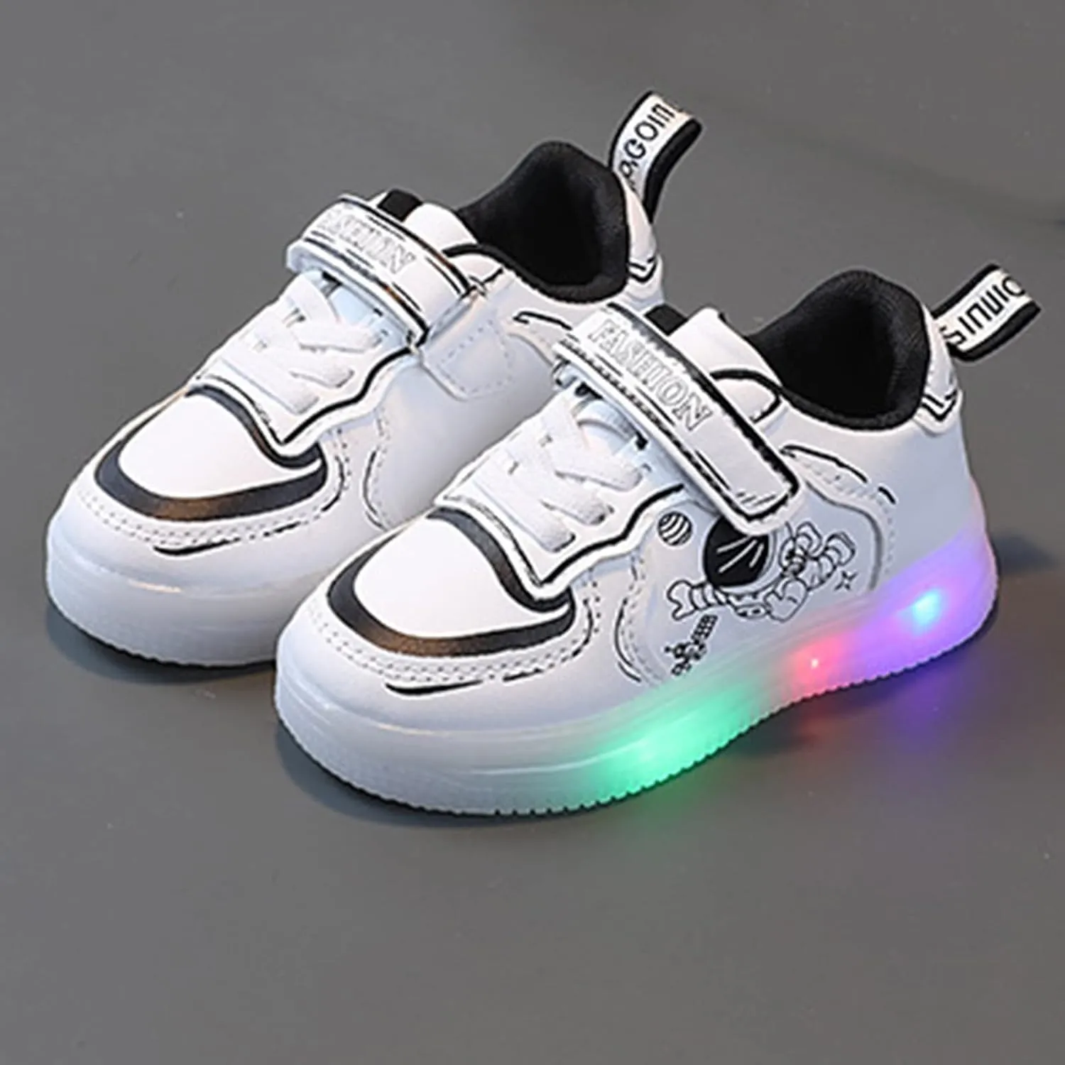 Children LED Lighting Casual Shoes Students White Pink Cute Soft Sole Sport Sneakers for Toddler