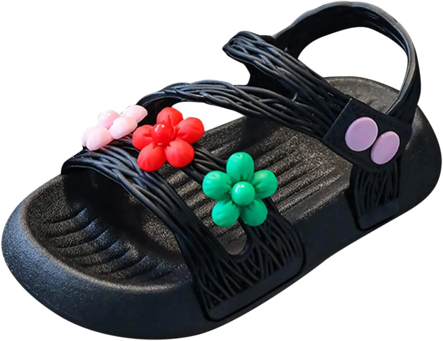 Children Shoes Summer Soft Sole Waterproof Soft Comfortable Fashion Princess Shoes Large Medium Dressy Sandals for Girls (Black, 2.5-3 Years Toddler)